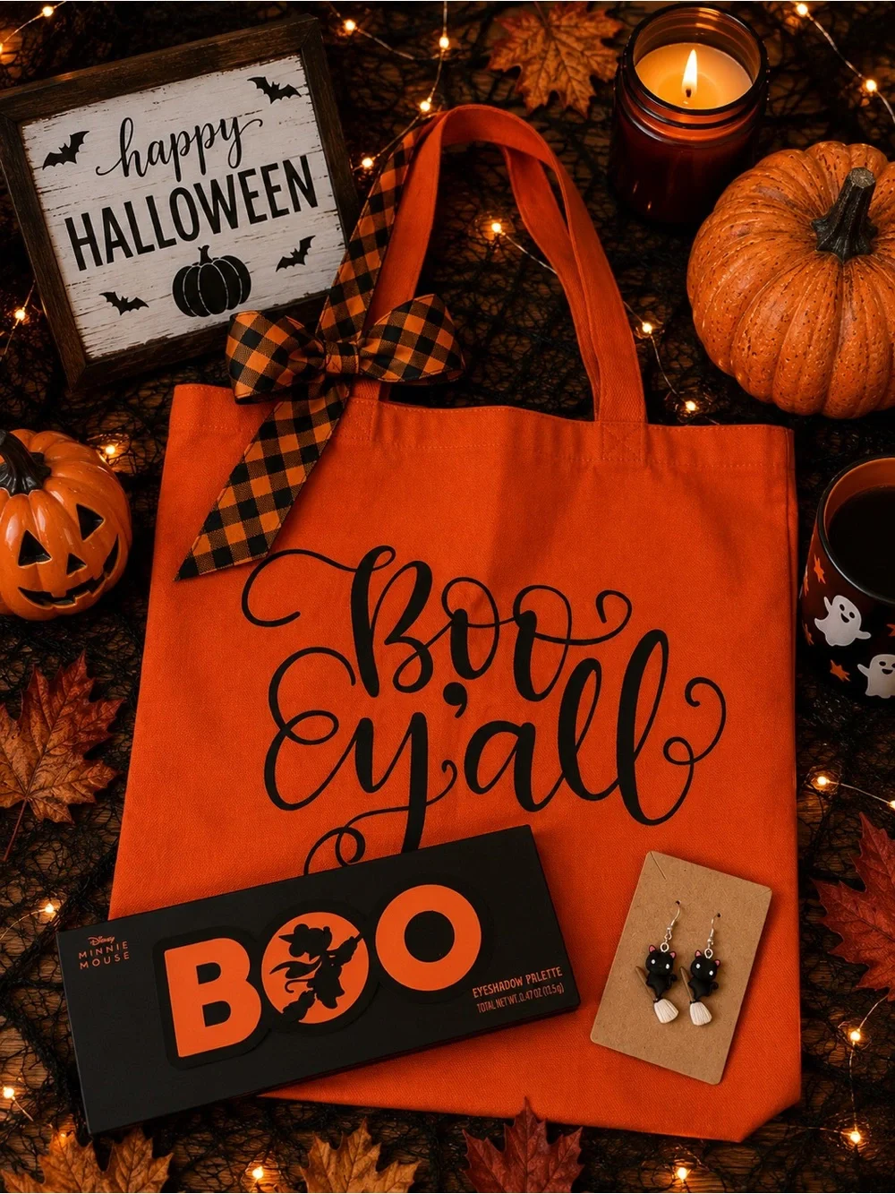 Unbranded Orange 'Boo Y’all' Halloween Tote Bag bundle